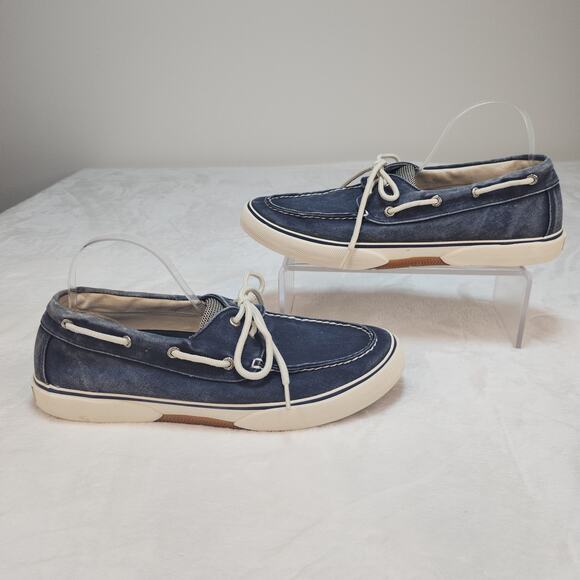 Sperry Top Sider Mens 12 Blue Canvas Boat Shoes Faded Low Tops Fabric Preppy - Picture 1 of 15
